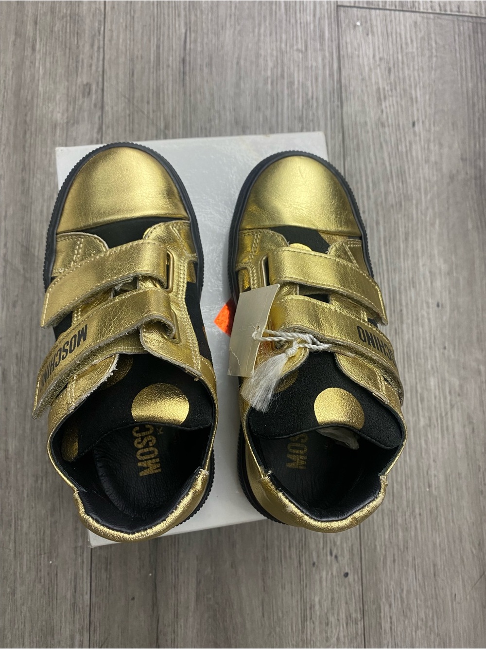 Moschino Kids Gold Black Sneakers Shoes Size 28